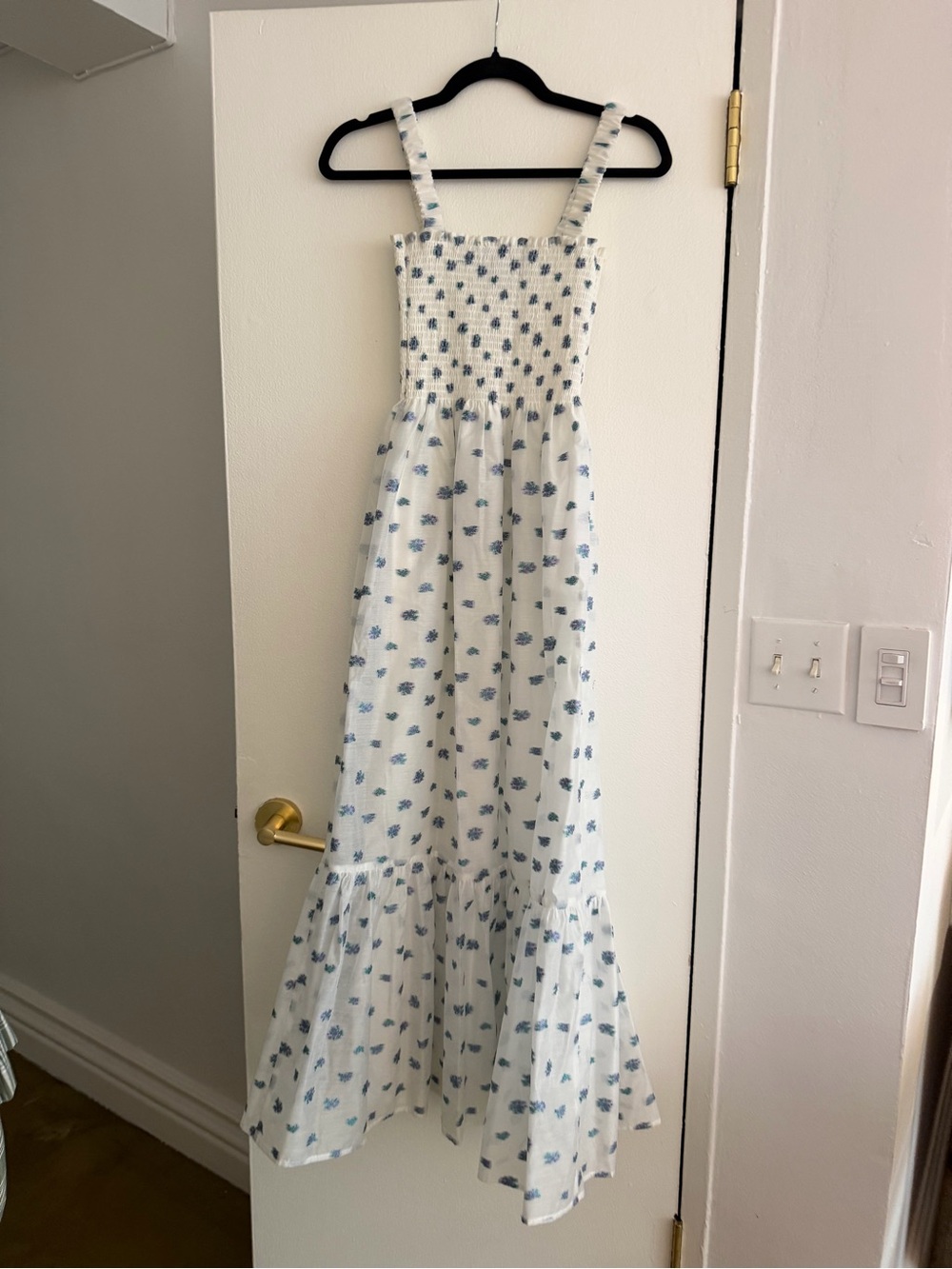 Hill House White Maxi Dress with Blue Floral Print - Picture 3 of 3